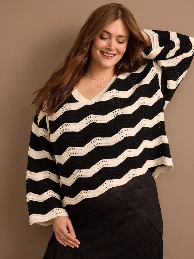 Cora Wavy Textured Sweater Ivoryblack Women Altar039d State Sweaters Cardigans Cora Wavy Textured Sweater Ivoryblack Women Altar039d State Sweaters Cardigans