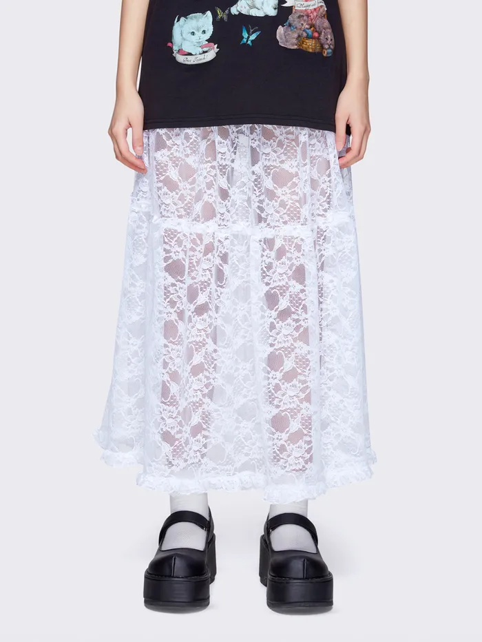 Cordelia Ruffled Lace Maxi Skirt Women Minga London Bottoms