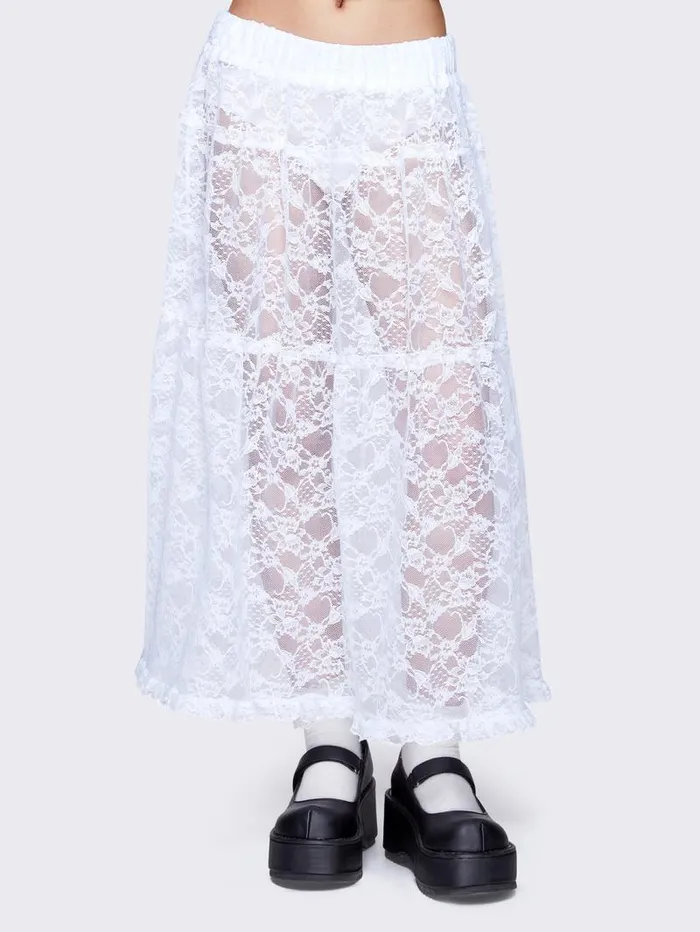 Cordelia Ruffled Lace Maxi Skirt Women Minga London Bottoms Cordelia Ruffled Lace Maxi Skirt Women Minga London Bottoms