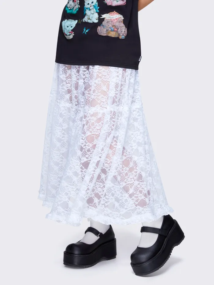 Cordelia Ruffled Lace Maxi Skirt Women Minga London Bottoms Cordelia Ruffled Lace Maxi Skirt Women Minga London Bottoms