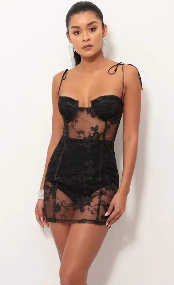 Corset Dress Black Women LUCY IN THE SKY TwoPiece Sets