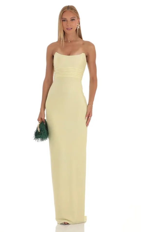 Corset Strapless Dress Yellow Women LUCY IN THE SKY Maxi Dresses Corset Strapless Dress Yellow Women LUCY IN THE SKY Maxi Dresses