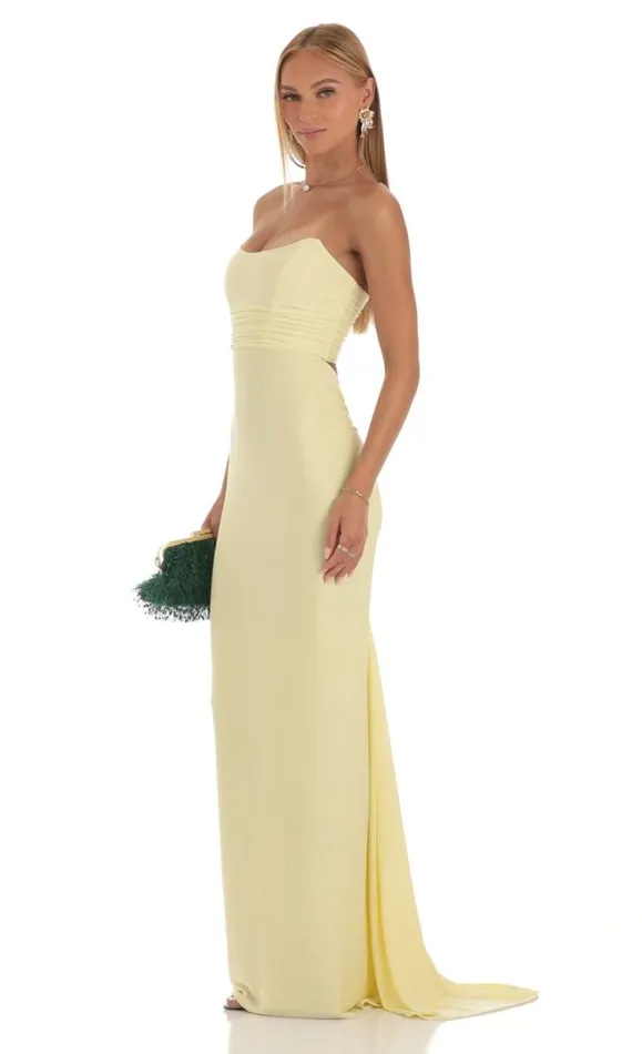 Corset Strapless Dress Yellow Women LUCY IN THE SKY Maxi Dresses Corset Strapless Dress Yellow Women LUCY IN THE SKY Maxi Dresses