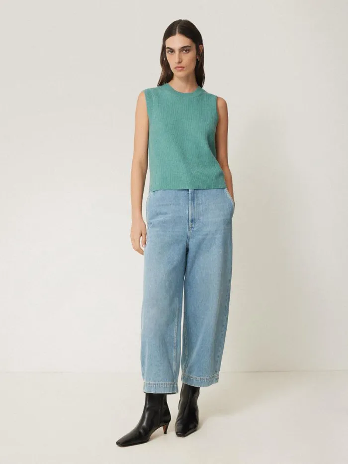 Cotton Blend Crew Tank Duck Egg Women Jigsaw Knitwear and Cashmere