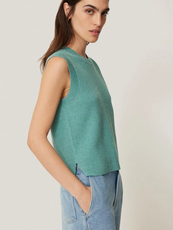 Cotton Blend Crew Tank Duck Egg Women Jigsaw Knitwear and Cashmere