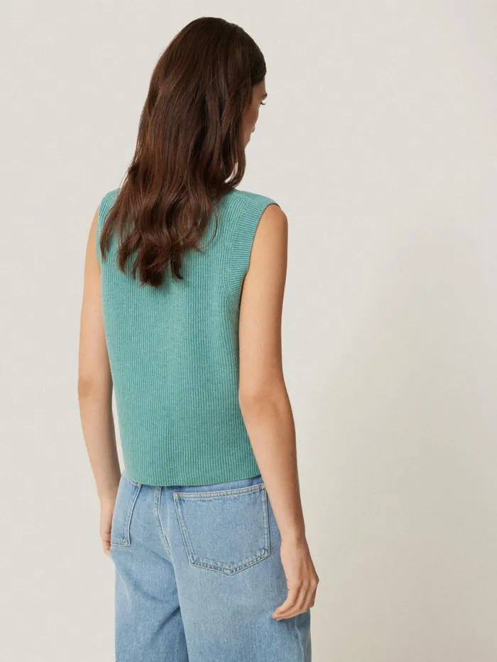 Cotton Blend Crew Tank Duck Egg Women Jigsaw Knitwear and Cashmere