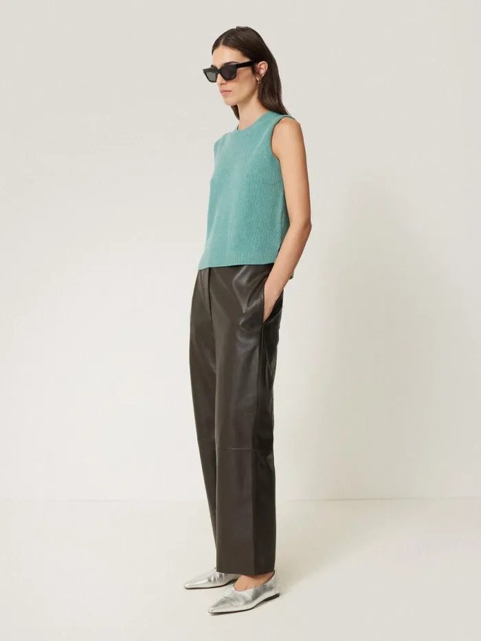 Cotton Blend Crew Tank Duck Egg Women Jigsaw Knitwear and Cashmere