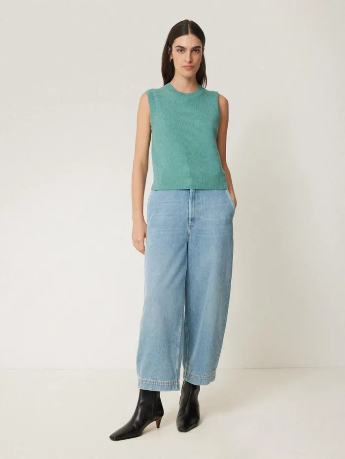 Cotton Blend Crew Tank Duck Egg Women Jigsaw Knitwear and Cashmere