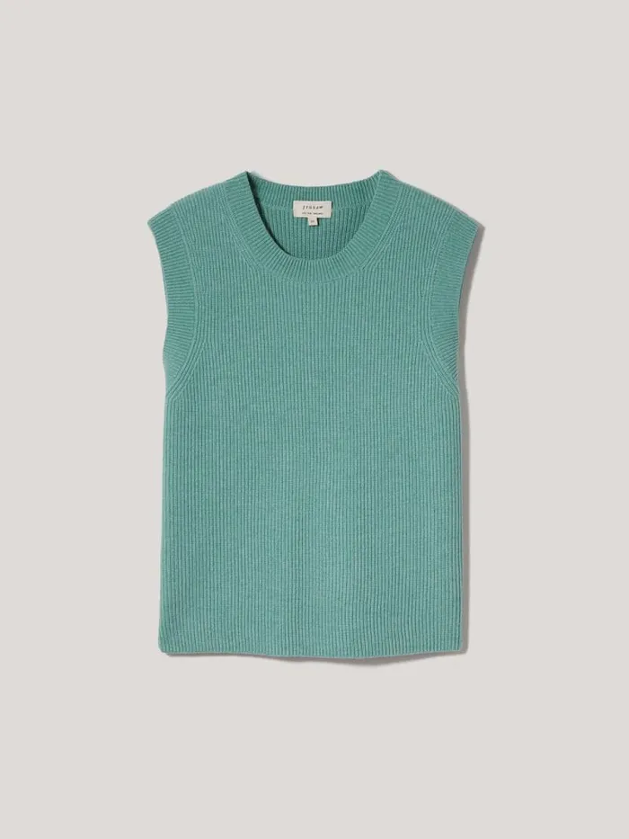 Cotton Blend Crew Tank Duck Egg Women Jigsaw Knitwear and Cashmere