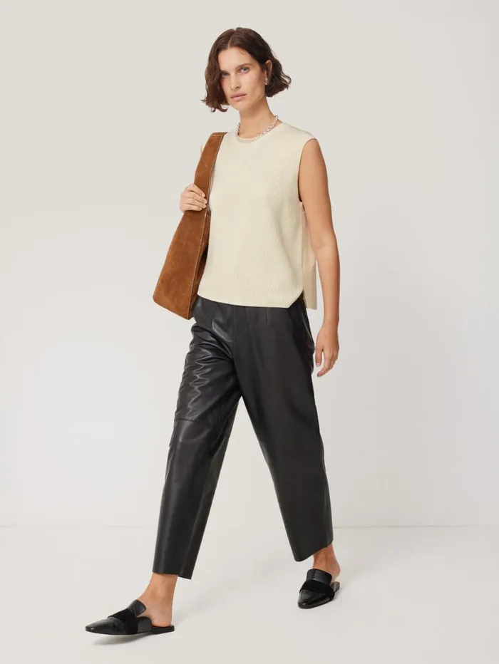 Cotton Blend Crew Tank Ivory Women Jigsaw Knitwear and Cashmere