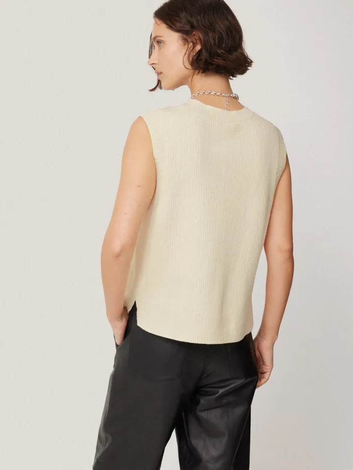Cotton Blend Crew Tank Ivory Women Jigsaw Knitwear and Cashmere