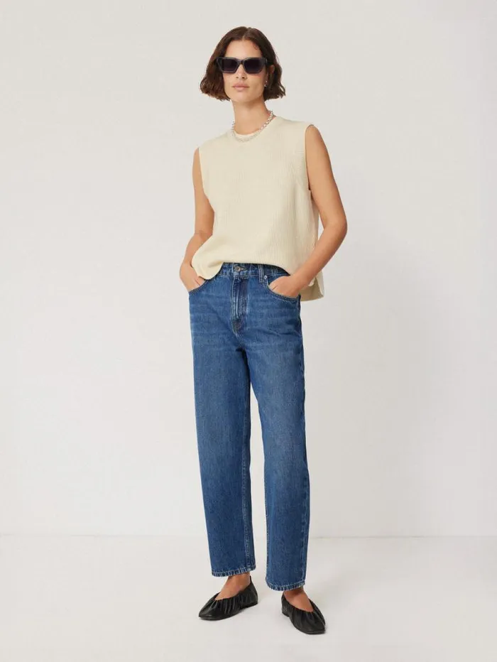 Cotton Blend Crew Tank Ivory Women Jigsaw Knitwear and Cashmere