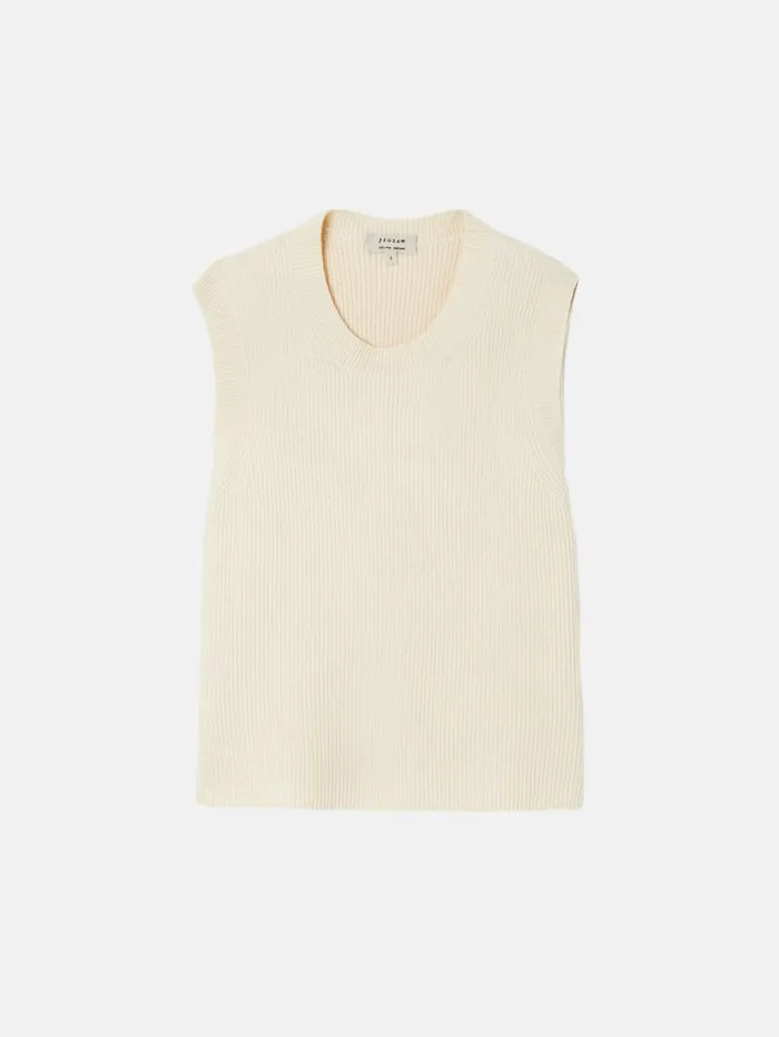 Cotton Blend Crew Tank Ivory Women Jigsaw Knitwear and Cashmere
