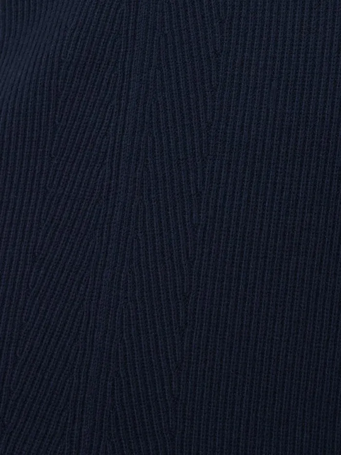 Cotton Blend Knitted Skirt Navy Women Jigsaw Skirts