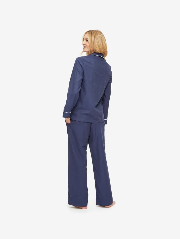 Cotton Pajamas Women Derek Rose Pajamas Balmoral 3 Brushed Cotton Navy