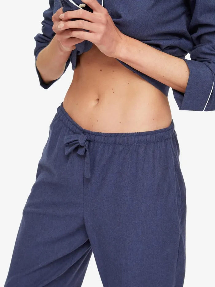 Cotton Pajamas Women Derek Rose Pajamas Balmoral 3 Brushed Cotton Navy