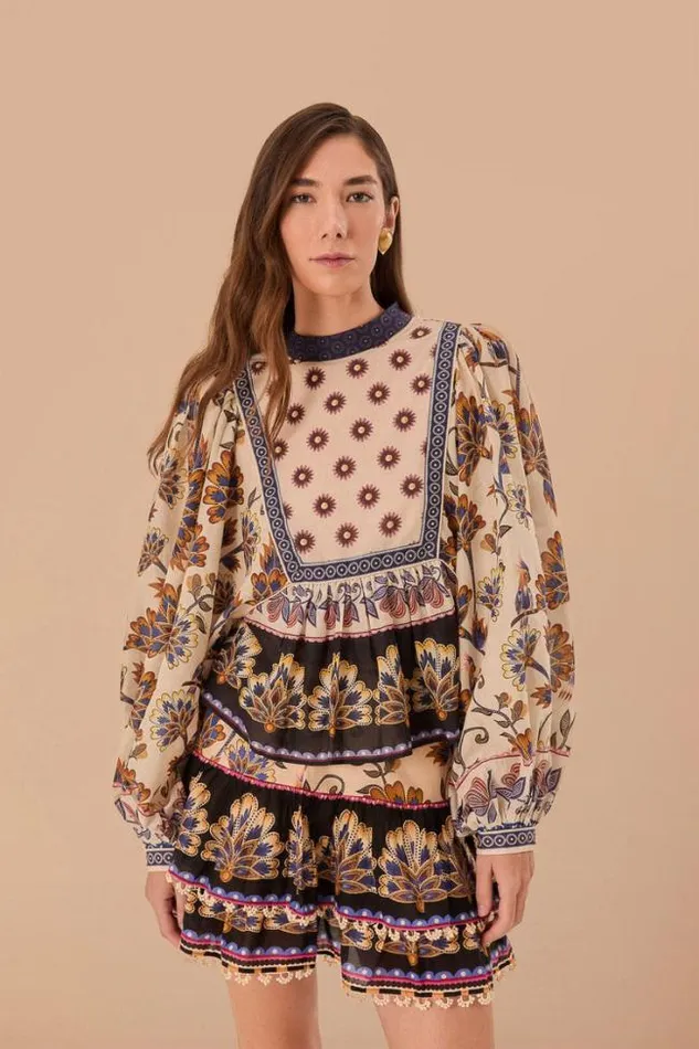 Cream Ainika Maxi Floral Blouse Women FARM Rio Blouses