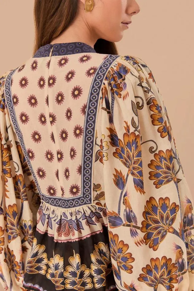 Cream Ainika Maxi Floral Blouse Women FARM Rio Blouses