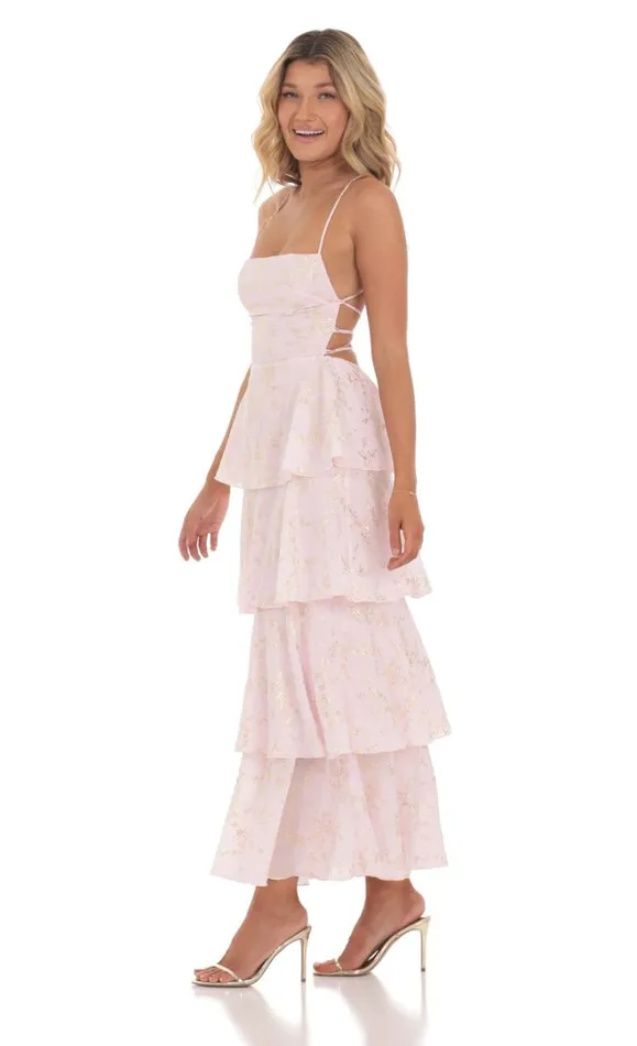 Crinkle Foiled Floral Maxi Dress Pink Women LUCY IN THE SKY Maxi Dresses Crinkle Foiled Floral Maxi Dress Pink Women LUCY IN THE SKY Maxi Dresses