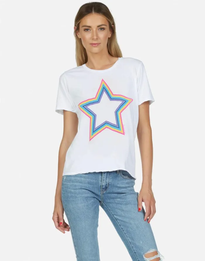 Croft X Multi Outline Star White Women Lauren Moshi Short Sleeve