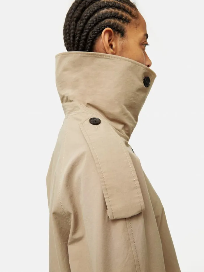 Cropped Cotton Trench Jacket Stone Women Jigsaw Coats and Jackets