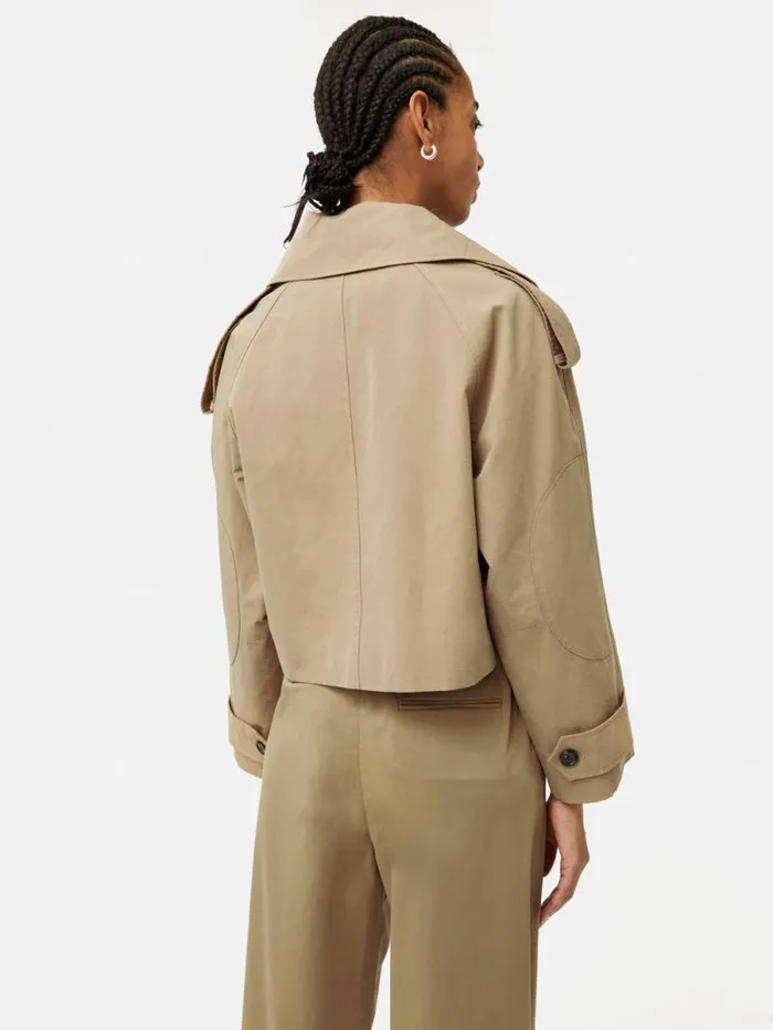 Cropped Cotton Trench Jacket Stone Women Jigsaw Coats and Jackets