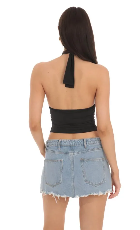 Cross Neck Halter Top Black Women LUCY IN THE SKY Tops Cross Neck Halter Top Black Women LUCY IN THE SKY Tops