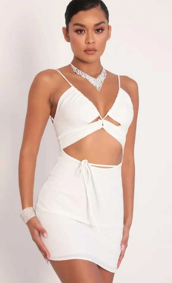 Crossed Hearts Dress White Women LUCY IN THE SKY Mini Dresses