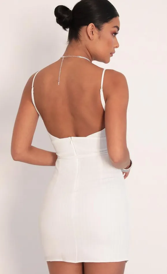 Crossed Hearts Dress White Women LUCY IN THE SKY Mini Dresses Crossed Hearts Dress White Women LUCY IN THE SKY Mini Dresses
