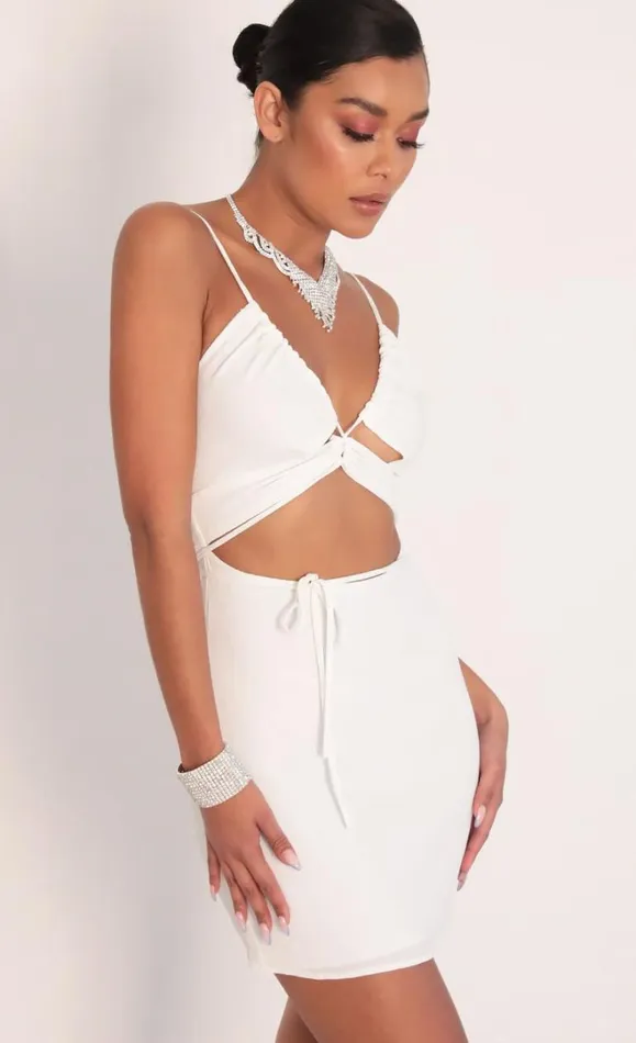Crossed Hearts Dress White Women LUCY IN THE SKY Mini Dresses Crossed Hearts Dress White Women LUCY IN THE SKY Mini Dresses