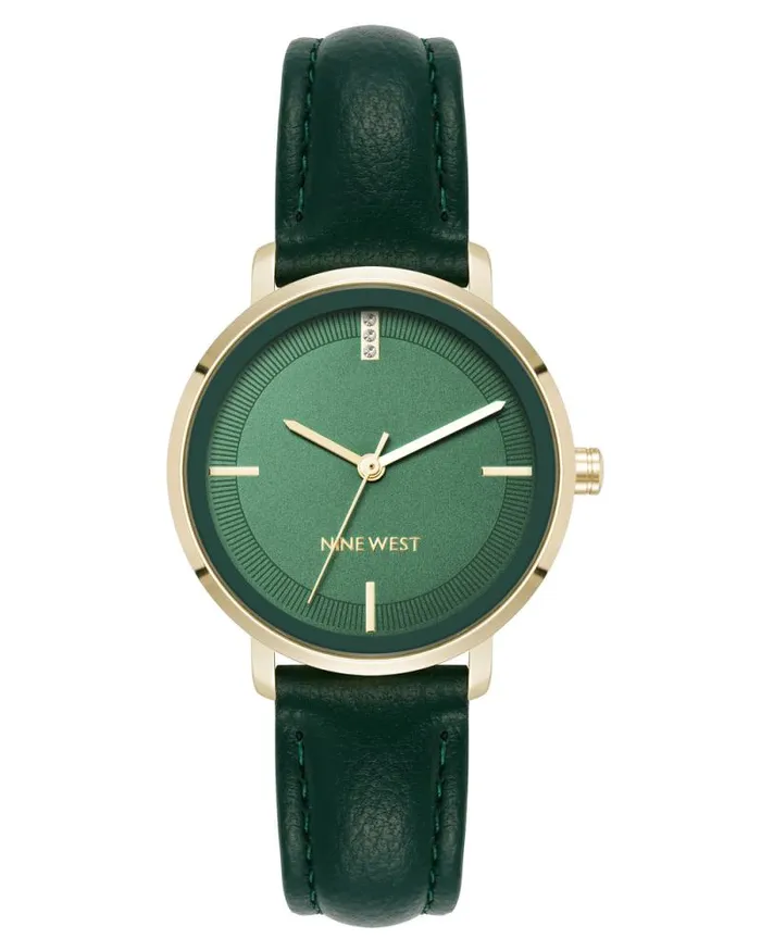 Crystal Accented Dial Strap Watch Greengold Women Nine West Straps
