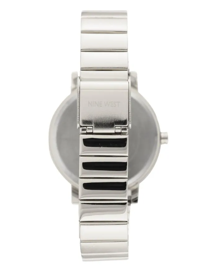 Crystal Accented Stainless Steel Bracelet Watch Silver Women Nine West Straps Crystal Accented Stainless Steel Bracelet Watch Silver Women Nine West Straps