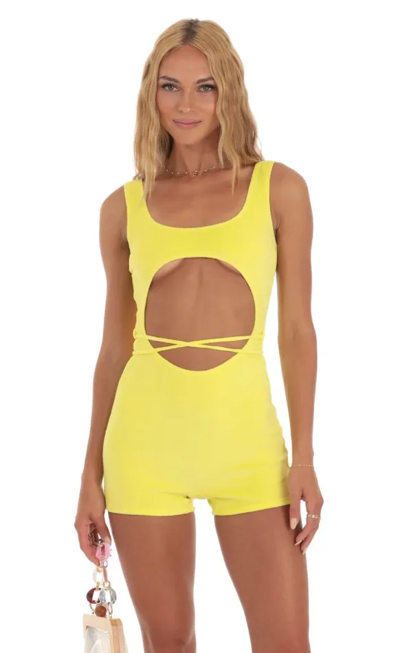 Cutout Romper Yellow Women LUCY IN THE SKY Rompers Cutout Romper Yellow Women LUCY IN THE SKY Rompers