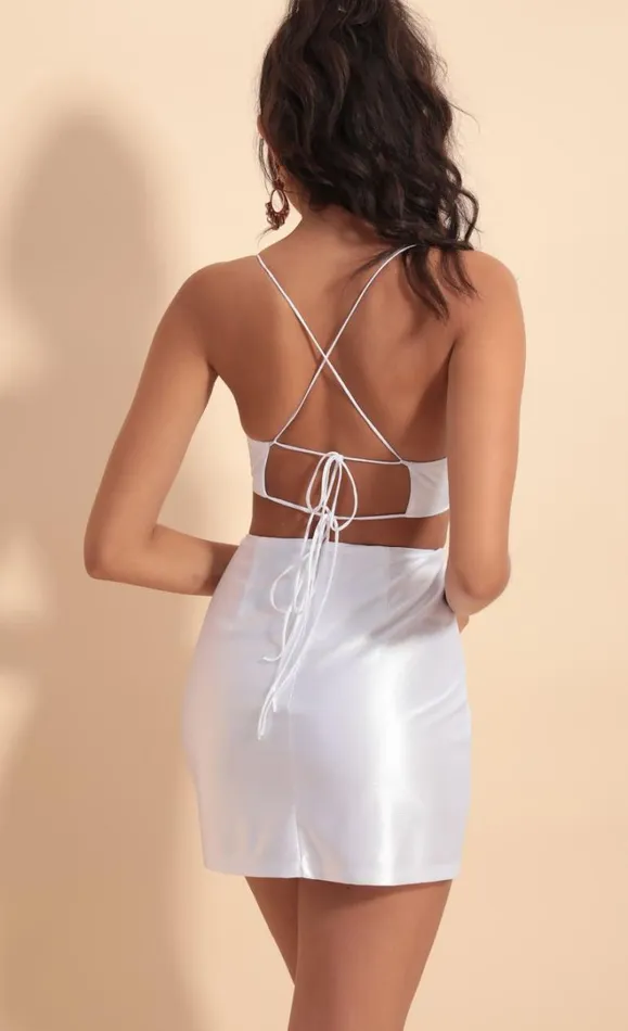 Cutout Satin Dress White Women LUCY IN THE SKY Mini Dresses Cutout Satin Dress White Women LUCY IN THE SKY Mini Dresses