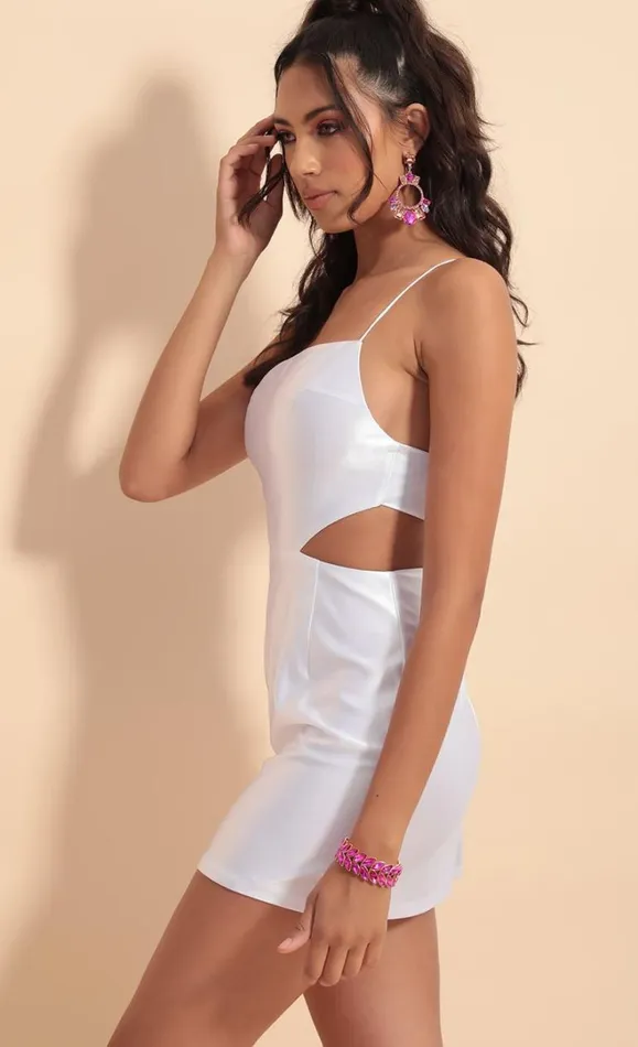Cutout Satin Dress White Women LUCY IN THE SKY Mini Dresses Cutout Satin Dress White Women LUCY IN THE SKY Mini Dresses