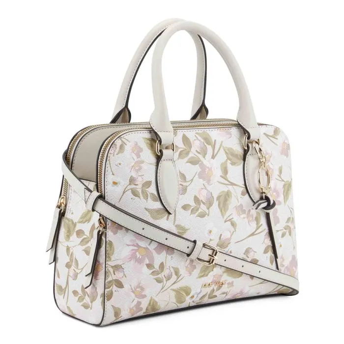 Cyra A List Satchel Floral Logo Milk Women Nine West Satchels and Shoulder Bags Cyra A List Satchel Floral Logo Milk Women Nine West Satchels and Shoulder Bags