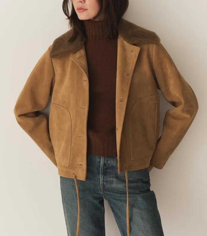 DEN Coats and Jackets Women Turner Suede Jacket Stag DEN Coats and Jackets Women Turner Suede Jacket Stag
