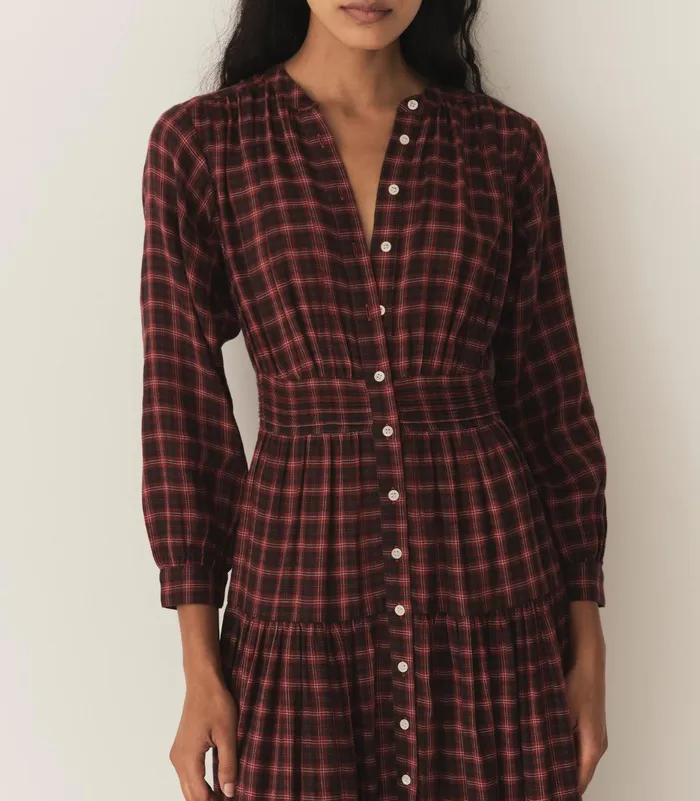 DEN Dresses Women Annika Dress Rouge Countryside Plaid DEN Dresses Women Annika Dress Rouge Countryside Plaid