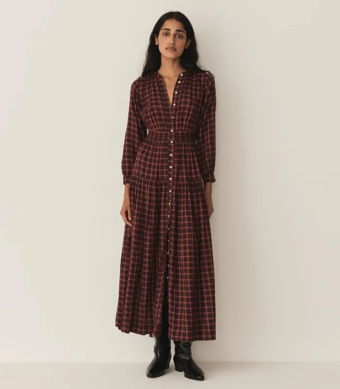 DEN Dresses Women Annika Dress Rouge Countryside Plaid DEN Dresses Women Annika Dress Rouge Countryside Plaid