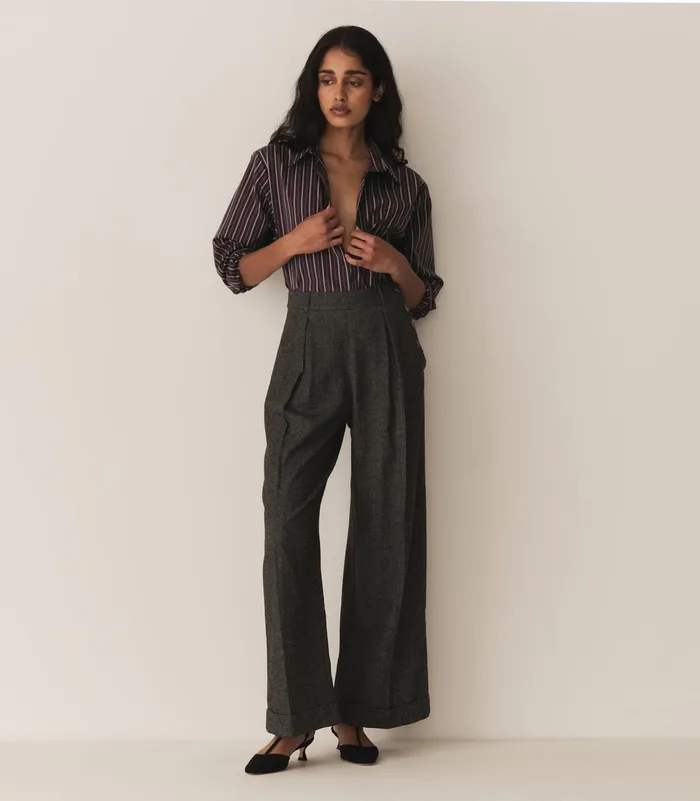 DEN Pants and Shorts Women Lawrence Pant Black Herringbone