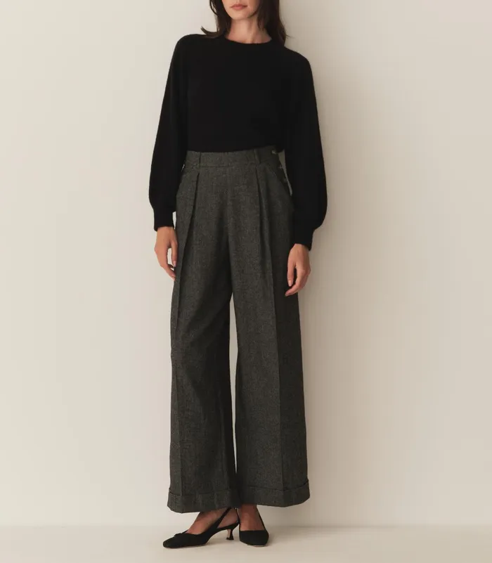DEN Pants and Shorts Women Lawrence Pant Black Herringbone