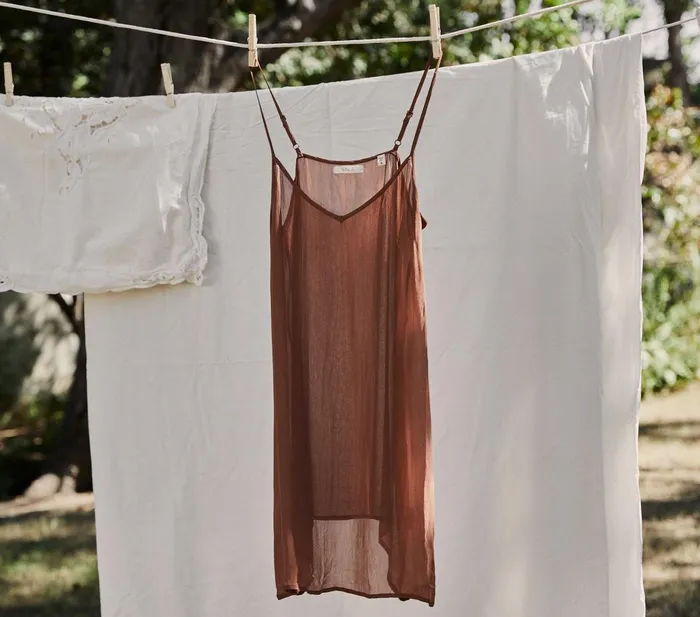 DEN Slips Women Short Deep VNeck Slip Carob