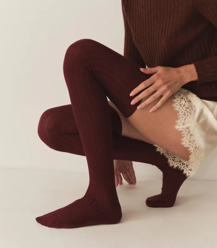 DEN Socks and Tights Women Collgien Thigh High Socks Bordeaux Grand Cru DEN Socks and Tights Women Collgien Thigh High Socks Bordeaux Grand Cru