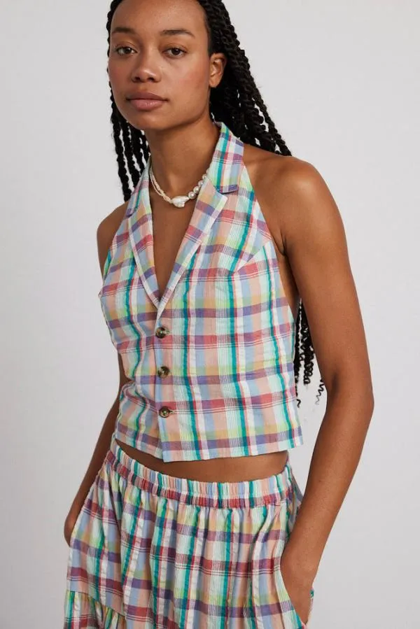 Damson Madder Coords Women Maya Waistcoat 8211 Picnic Check