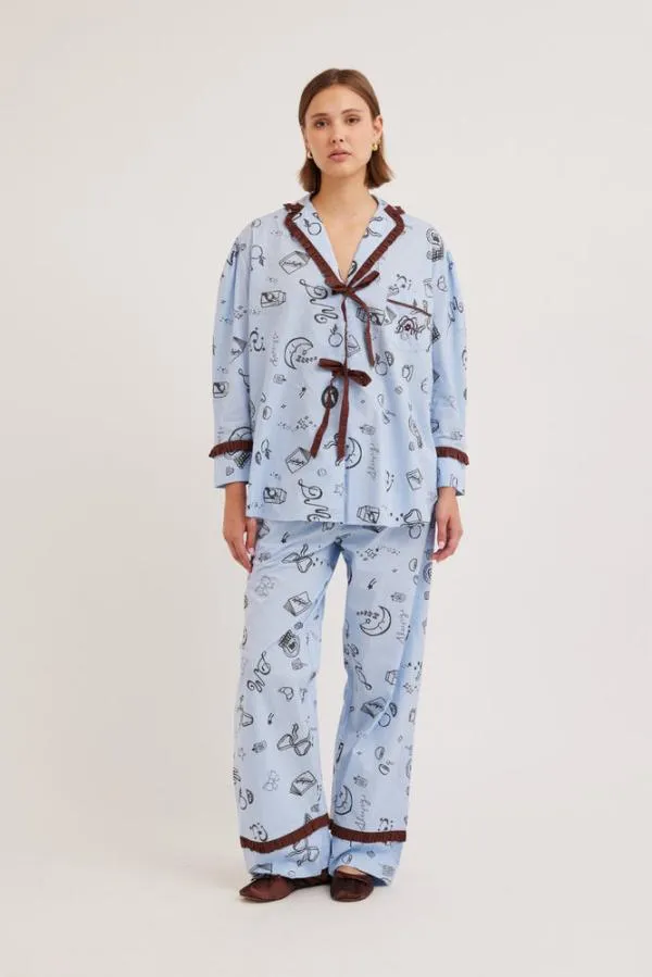 Damson Madder Nightwear Women Antonella Sleep Symbol Pj Set 8211 Cotton Poplin
