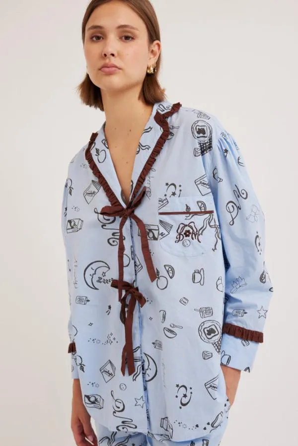 Damson Madder Nightwear Women Antonella Sleep Symbol Pj Set 8211 Cotton Poplin