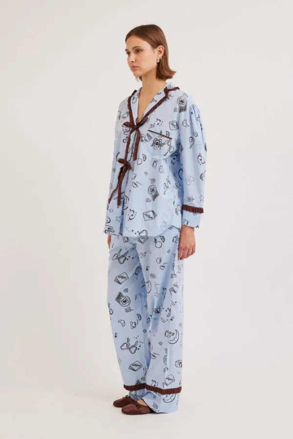 Damson Madder Nightwear Women Antonella Sleep Symbol Pj Set 8211 Cotton Poplin