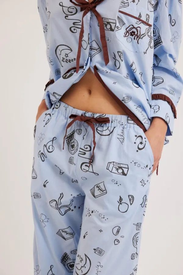 Damson Madder Nightwear Women Antonella Sleep Symbol Pj Set 8211 Cotton Poplin