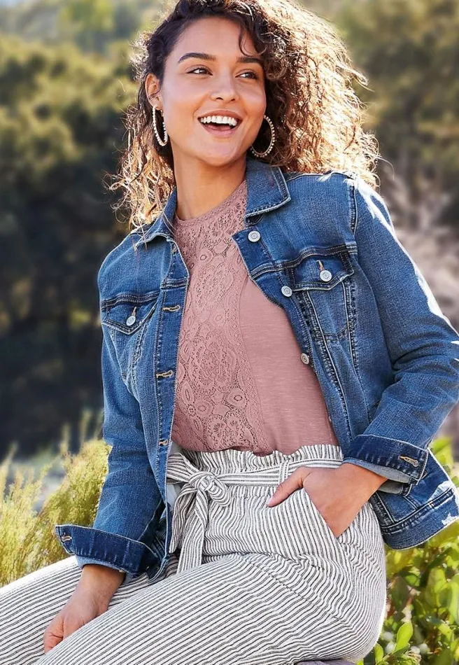 Dark Wash Basic Denim Jacket Women Maurices Tops