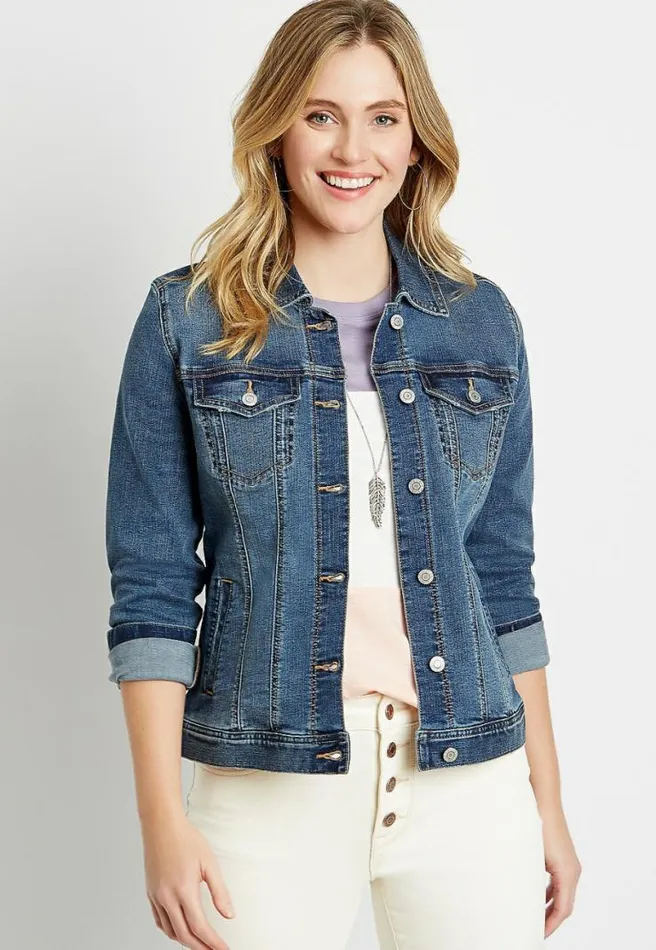 Dark Wash Basic Denim Jacket Women Maurices Tops